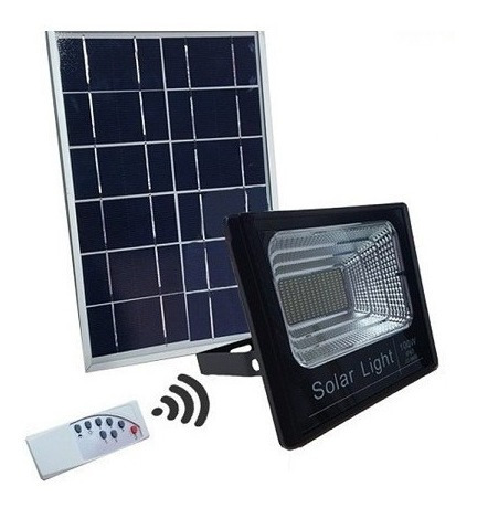 Foco 100w Led + Panel Solar + Control