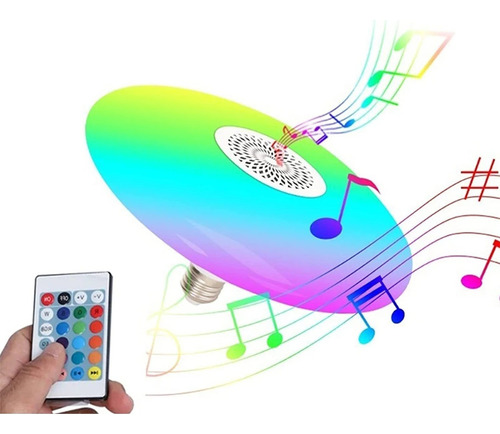 Ampolleta Musical Tipo Ovni Bluetooth Con Control Lámpara