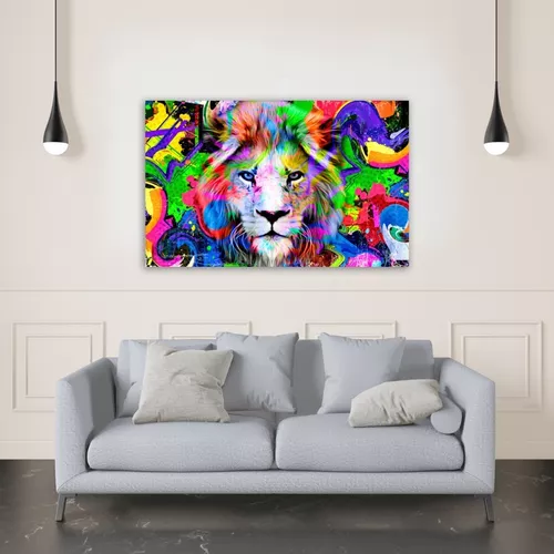 Cuadros Decorativos Abstracto Moderno Animales Colores 4k