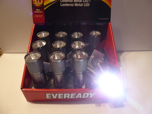 Linterna Metal Led Eveready - Buena Iluminación-muy Práctica Blanco Plateada