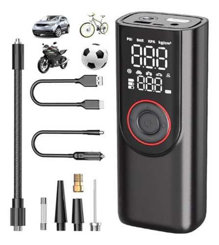 ~ Inflador De Llantas Para Auto Portatil, 150psi 80w 6000mah