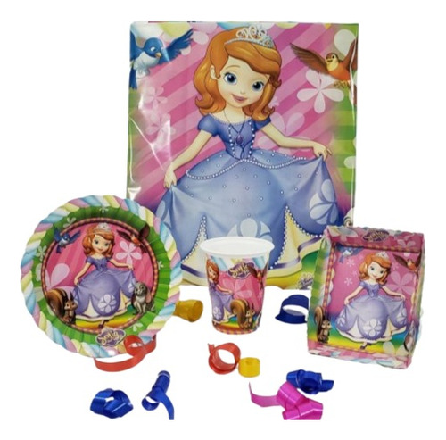 Lindo Kit Fiesta Princesa Sofía + Cartuchera 3d Sorpresa