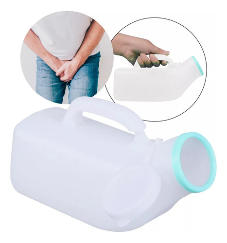 Pato Urinario Masculino Portatil Con Tapa 1200ml Cuello Cort