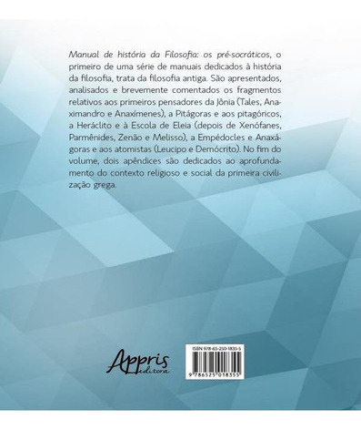 Manual De História Da Filosofia: Os Pré-socráticos, De Cescon, Everaldo / Ulliana, Stefano. Editora Appris, Capa Mole Em Português