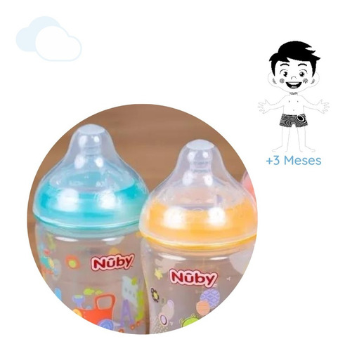 Mamadera Natural Silicona Flujo Medio 270ml Nuby Color Rosa