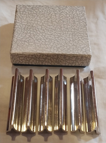 Antiguos Posa Cubiertos De Metal Con Baño Plata X 6 Con Caja