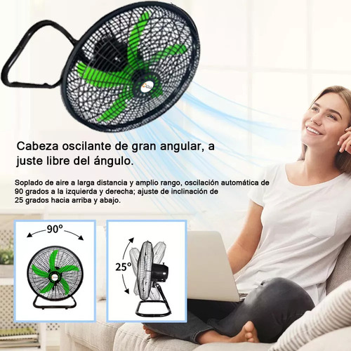 Ventilador De 4 Piezas 3 En 1, Montaje En Suelo Y Pared, 18 Pulgadas, 5 Aspas Verdes Plástico