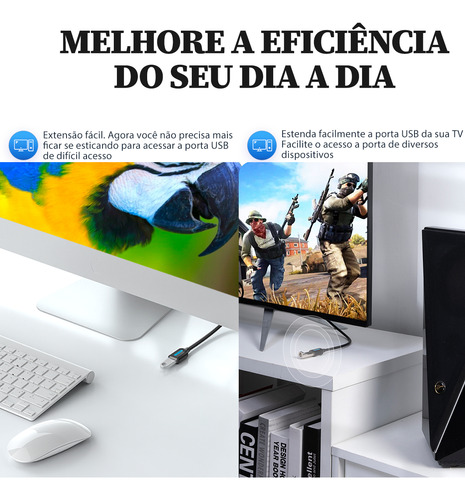 Cabo Extensor Usb 3.0 Macho X Usb Femea Ps4 Ps5 Vention 5m