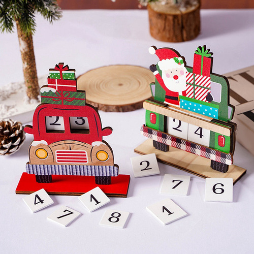 A Adornos De Escritorio De Papá Noel Con Calendario De