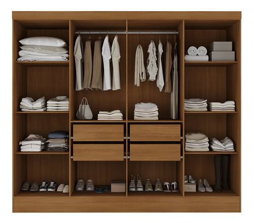 Guarda-roupa Casal 100% Mdf Com Espelho 8 Portas 4 Gavetas