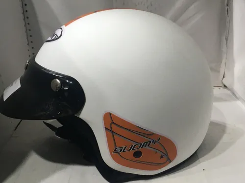 Casco Abierto Con Visera Suomy Blanco Y Naranaja . Motoverde