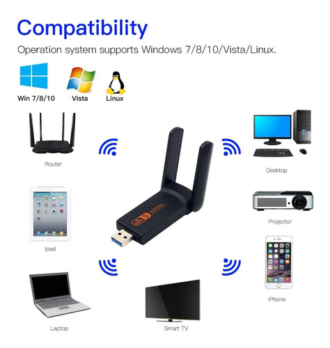 Imagem 4 de 5 de Adaptador Wifi Usb3.0 Wifi 1900mbps Dual Band Wi-fi Dongle