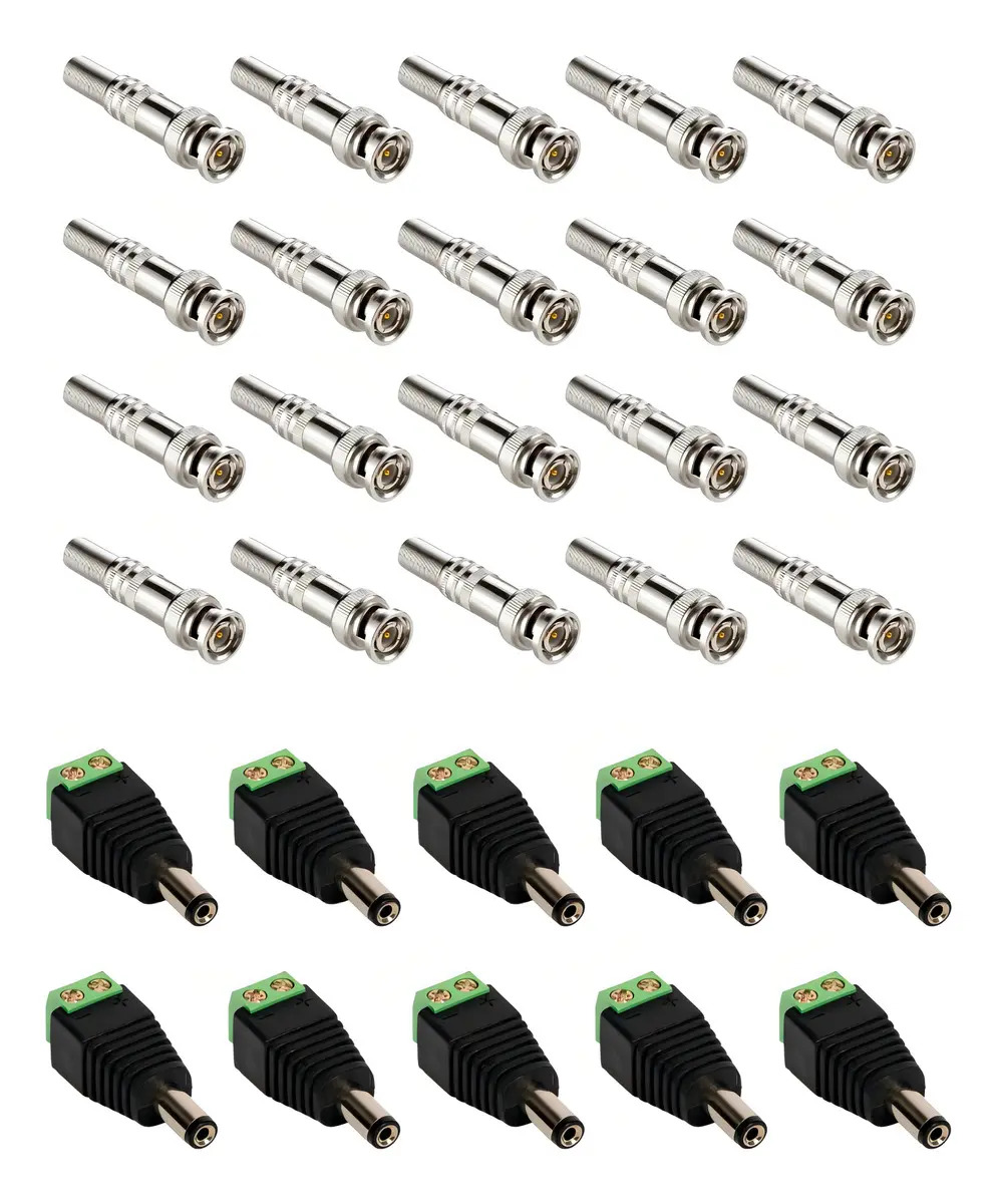 10 Conector P4 Macho E 20 Conector Bnc Mola E Parafuso Cftv