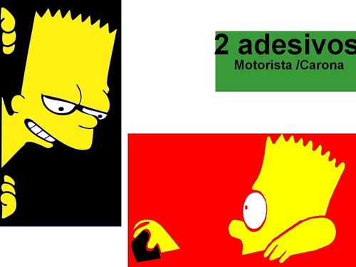 2 Adesivos Top Bart Simpson 1 Dirigindo E Outro Olhando 
