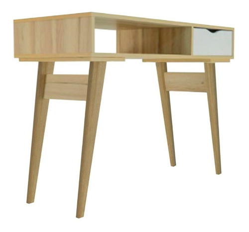 Imagen 2 de 2 de Escritorio AMV Vintage estilo nórdico escandinavo 1 cajón mdf, melamina, madera de 100cm x 75cm x 48cm roble orinoco y blanco laqueado