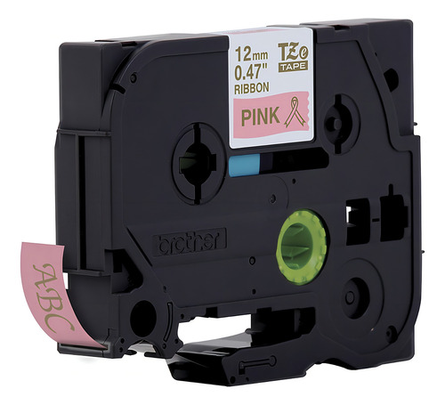 Cinta dorada Brother TZE-re34 de 12 mm sobre satén de oro rosa