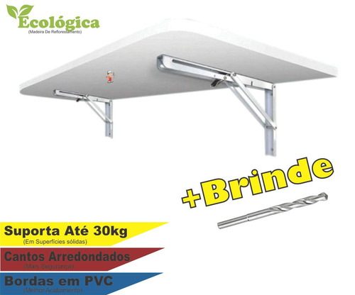 Mesa Bancada Dobrável P Parede Retratil Mdf 100x41cm +brinde