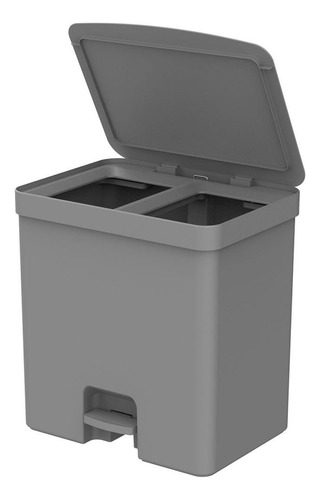 Lixeira De Pedal Trium 20l Duplo Compartilhamento Chumbo -