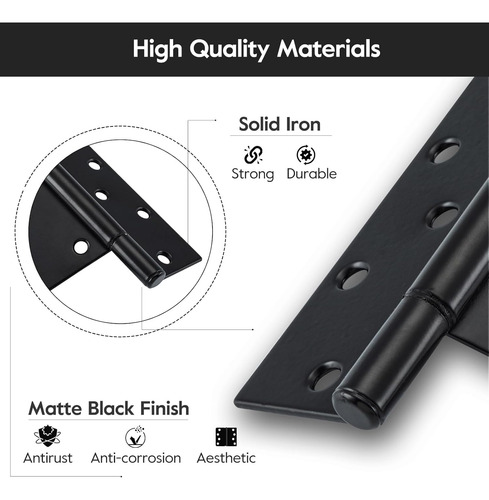 Bisagras De Puerta Resistentes De 25 Cm Para Madera, Color N