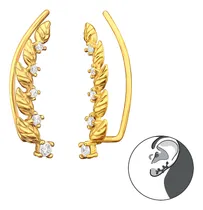Comprar Aros Trepadores Dorados Plata 925 Oro 18 K Aros Hojas