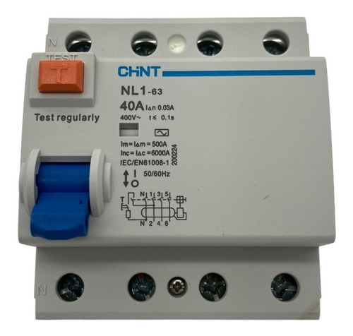 Interruptor Termomagnetico Diferencial Nl1-63 4 Polos Chint