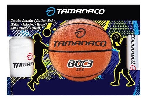 Set Combo Accion De Basketball #3 C/inflador Y Termo Tamanco