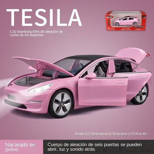 Fwefww Tesla Model3 Coche Modelo Aleación Playmobil 1:32