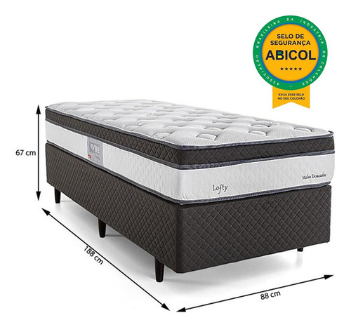 Cama Box De Solteiro Herval Lofty, Molas Ensacadas 67x88x188 Cor Branco