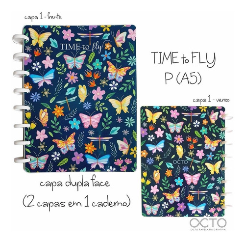 Caderno De Disco Pequeno A5 Dupla Capa Time To Fly Ca5pl015