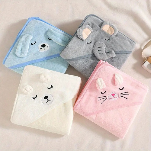 Toalla De Baño Bebé Con Capucha Animales Manta Suave (0-3a)