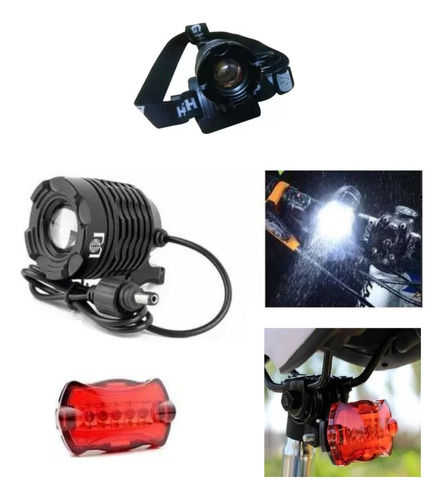 Farol Bike Profissional Lanterna Cabeça Led T6 Tatica 11000w Cor Preto