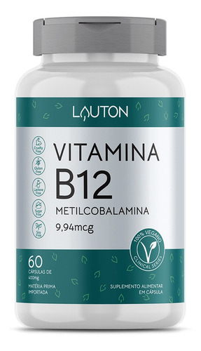 Imagem 1 de 2 de Vitamina B12 9,94mcg - 60 Cápsulas - Lauton Nutrition