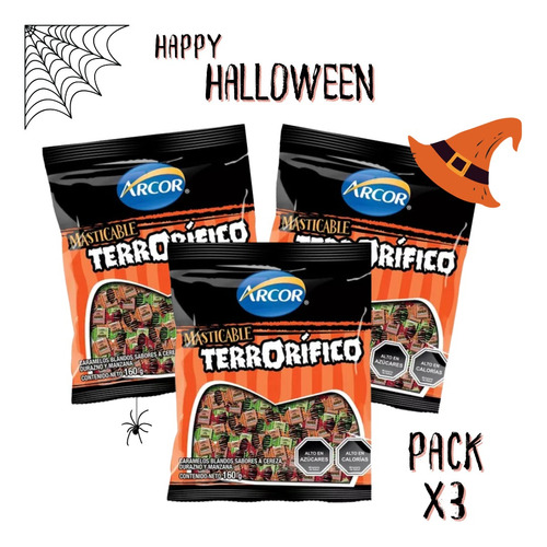Dulces Halloween Terrorífico Sabores Surtidos - Pack X3