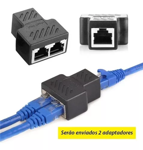 Adaptador Duplicador de Cabo de Rede RJ45 Fêmea Cat5/Cat6 003-0045