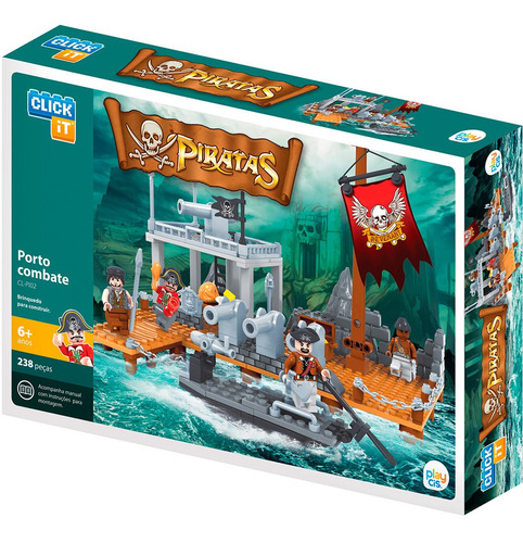 Brinquedo De Montar Navio Pirata Porto Combate C/238 Pcs Cis