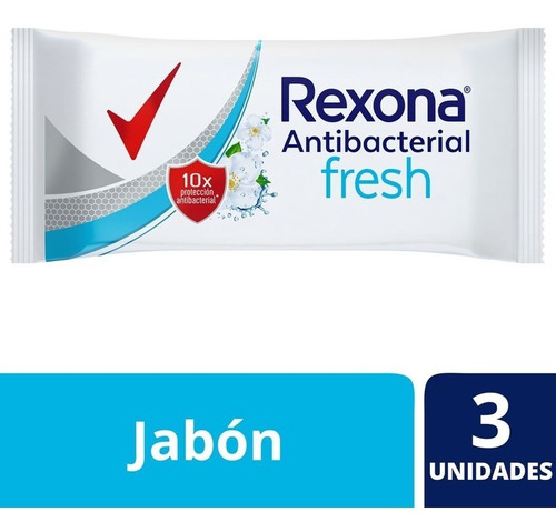 Rexona Jabon En Barra Antibacterial Fresh 3 Un X 90 Gr C/u