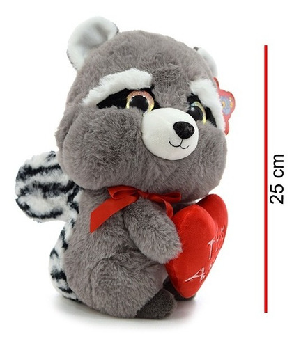 Imagen 4 de 6 de Peluche Mapache Y Zorro Con Corazon Te Amo 25cm Phi Phi Toys