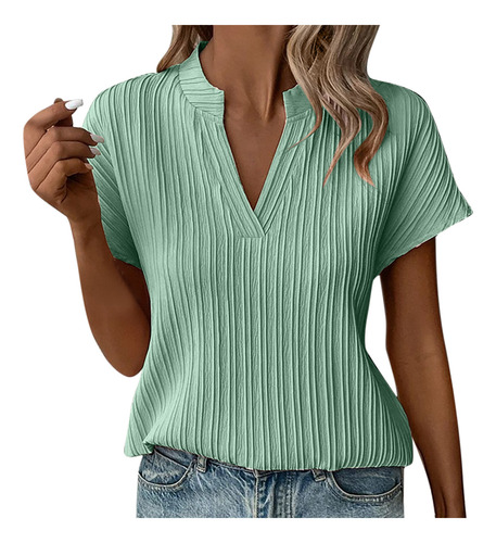 Camiseta Holgada De Manga Corta Con Cuello En V P 6005 Para