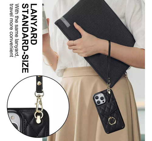 Funda De Piel For Iphone16/15pro Funda Cartera Con Correa