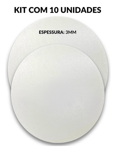 Cake Board Prato Bolo Confeitaria Mdf 3mm Kit Com 10 De 18cm