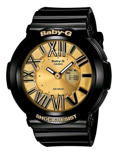 Reloj Baby-g Bga-160-1bdr En Resina Mujer Color de la correa Negro Color del fondo Dorado