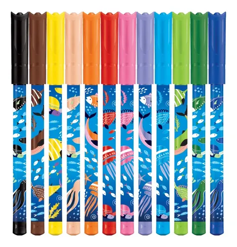 Bolígrafo hidrográfico Colorpeps con mapas de 12 colores, decorado con el océano
