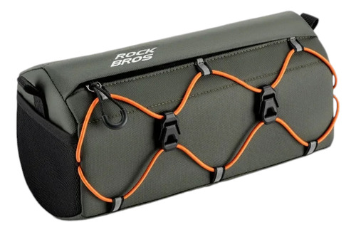 Bolso Alforja Cilindrica Manillar Impermeable Rockbros Verde Oscuro