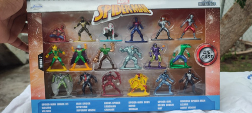 Pack 18 Mini Figuras Nano Metalfigs Spider Man Die Cast Jada