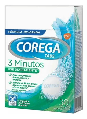 Corega Tabs 3 Minutos Para Prótesis Y Aparatos Dentales