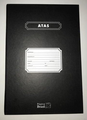5 Unidades Livro Ata Sem Margem, 100 Fls, 210x305mm