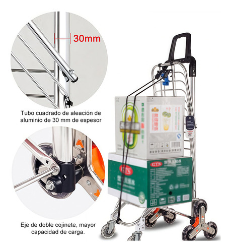 Carrito De Aluminio Plegable Para Mandado Compras 80 Kg
