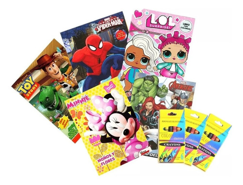 100 Libros De Colorear + Crayolas Niños Niñas Fiesta Piñata