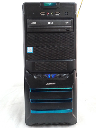 Case Atx Mid-tower Con Fuente 600w Negro/azul Avatec