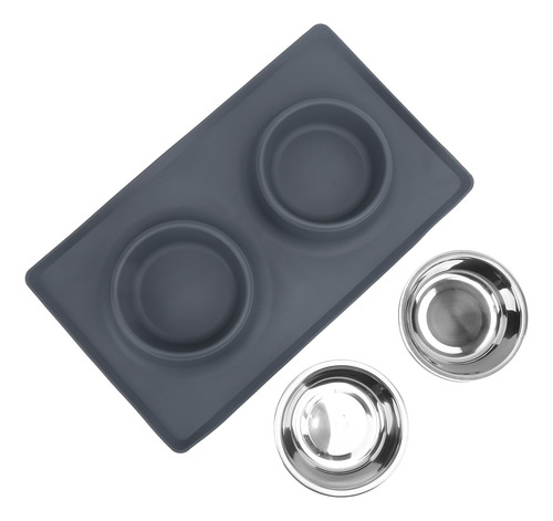 Foldable Dual Bowl Pet Silicone Antislip Water Dish Feeding
